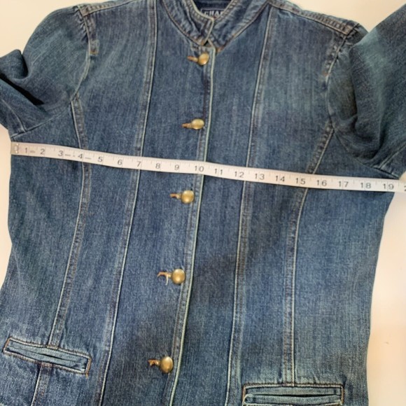 CHAPS Military Style Denim Jacket Button Front Long Sleeve Small - Picture 8 of 12